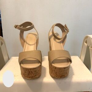 Cork ankle strap platform sandals